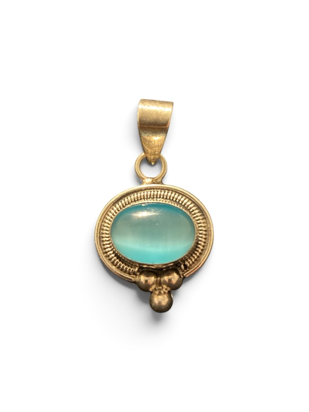 Vintage Mexican 925 Silver Aqua Blue Cabochon Pendant | Signed Mexico 925